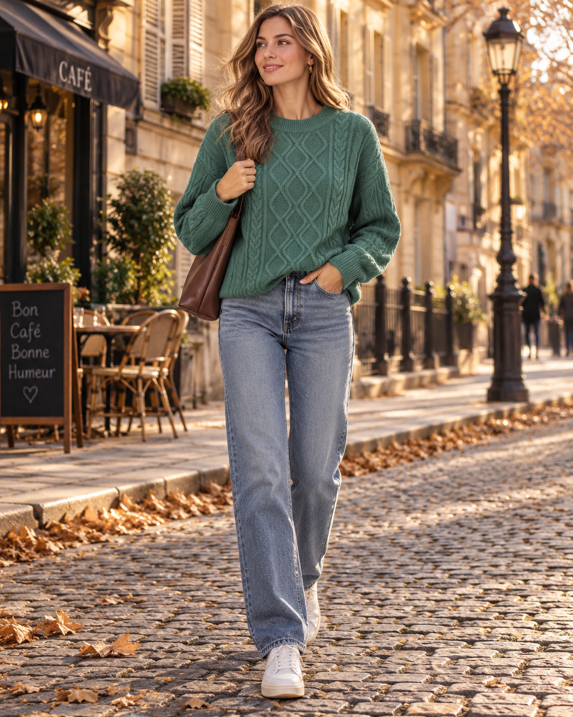 Theodora Women's Knit Jumper – Oversized Crew Neck Woven Pattern Pullover
