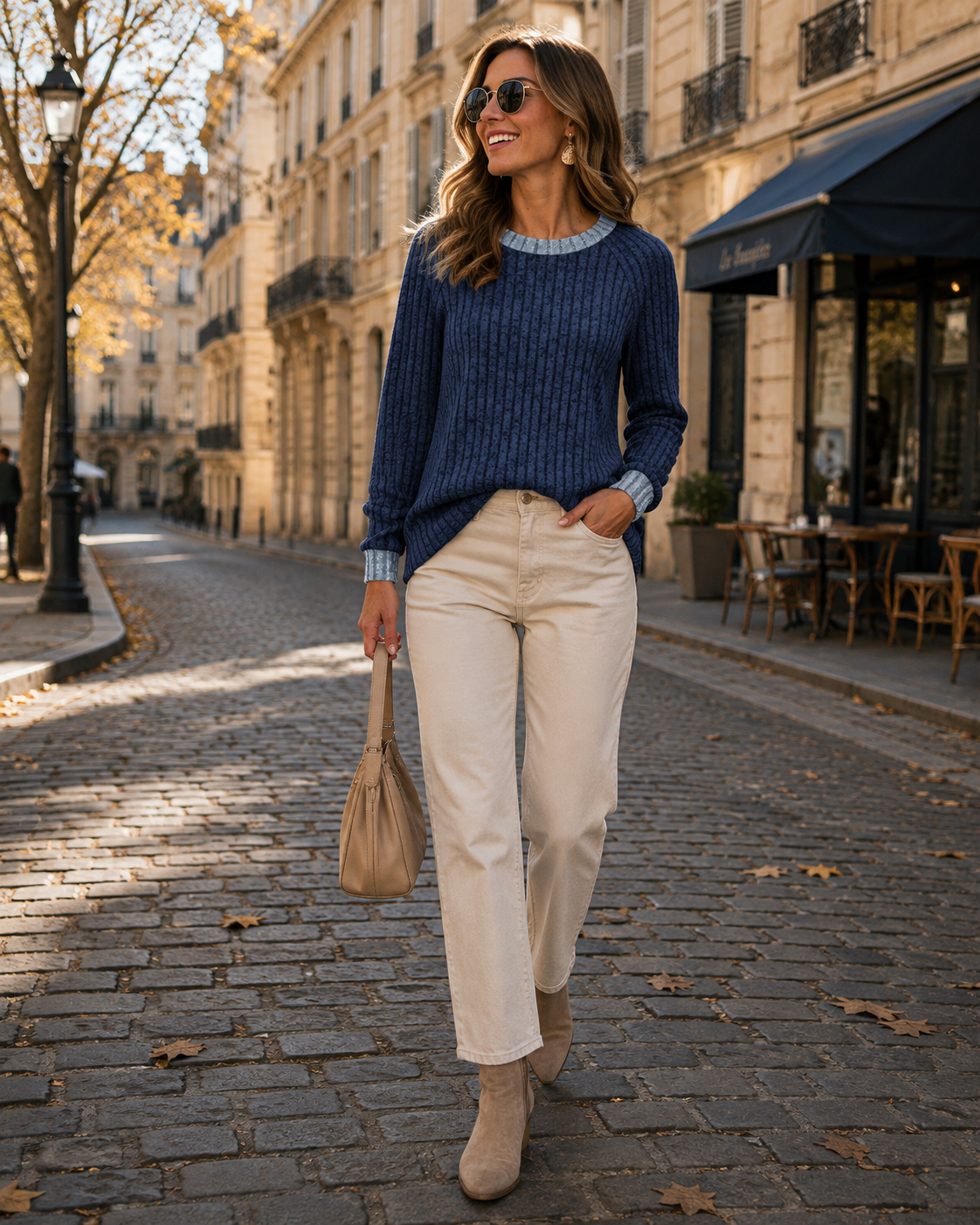 Cecily Women's Colour Block Sweater– Loose Fit Crew Neck Long Sleeve Sweater