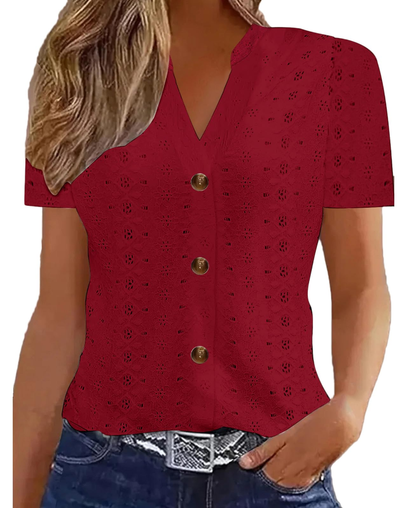Seraphina Women's Linen Blend Polo Top – Short Sleeve Button Front Blouse