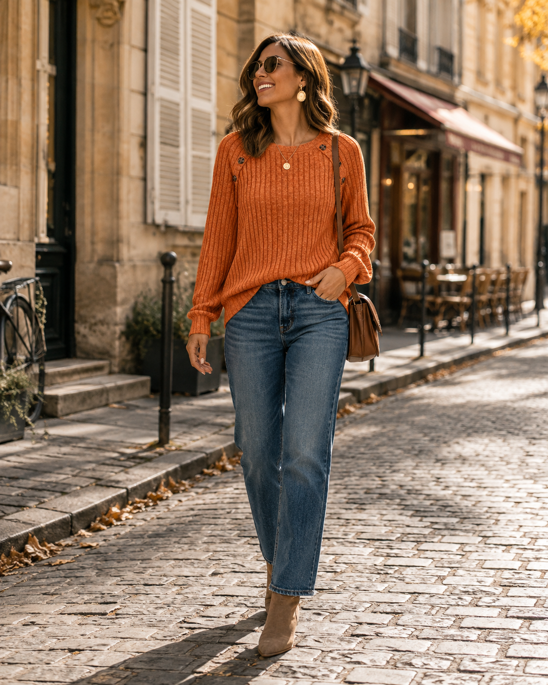 Corinne Women's Long Sleeve Top – Relaxed Crew Neck Soft Stretch T-Shirt