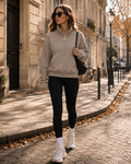 Ottilie Women's Half-Zip Hoodie – Fleece-Lined Cropped Sweatshirt with Thumb Holes
