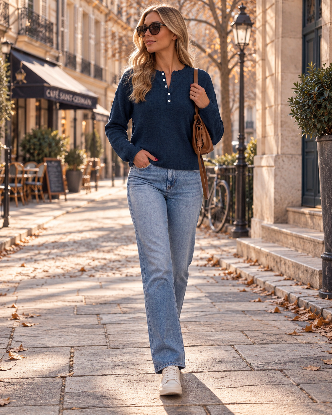 Penelope Women's Jumper – Chunky Knit Button-Up Sweater with Rolled Neck