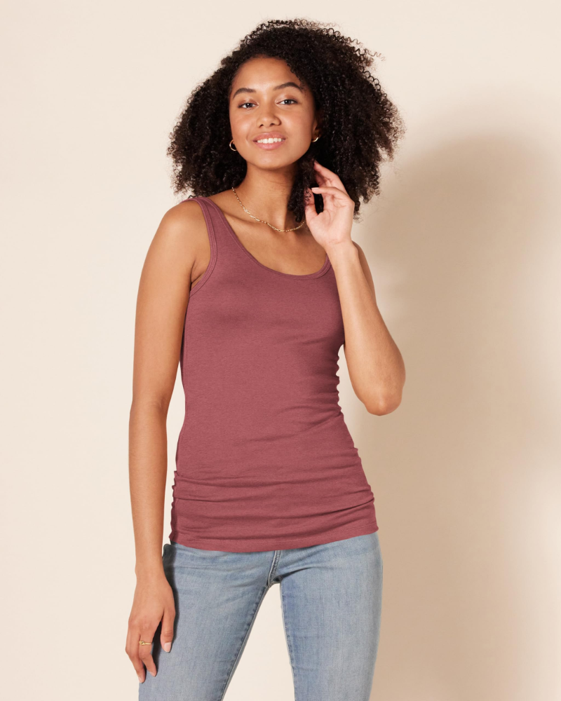 Irene Women's Cotton Modal Rib Tank Top – Sleeveless Scoop Neck Fitted Vest