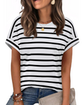 Piper Women's Cap Sleeve T-Shirt – Crew Neck Loose Fit Casual Summer Top