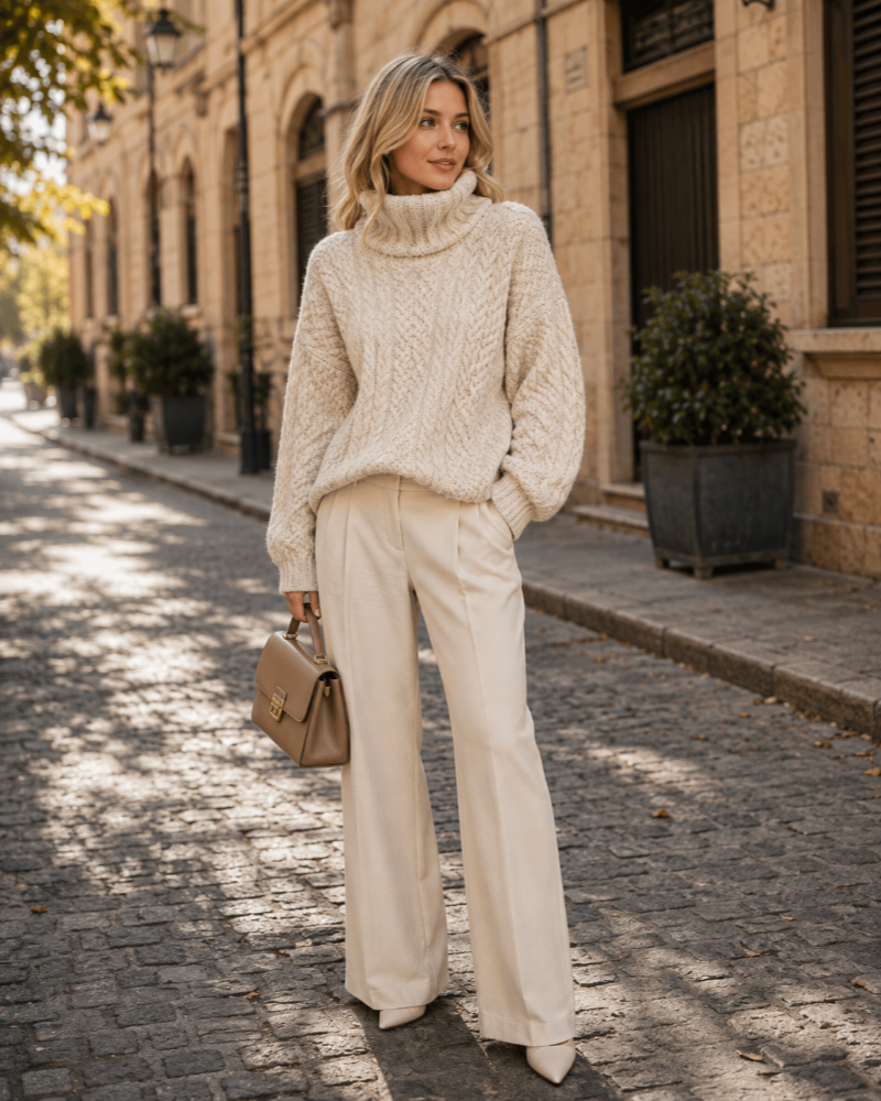 Celeste Women's Cashmere Roll Neck Jumper – 100% Cashmere Luxury Knit Sweater