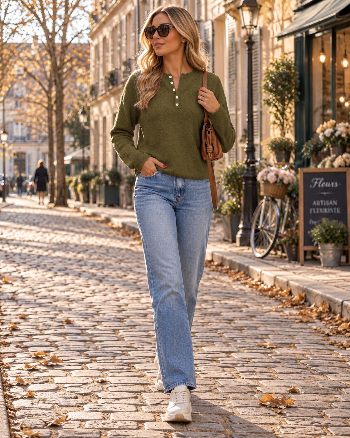 Penelope Women's Jumper – Chunky Knit Button-Up Sweater with Rolled Neck