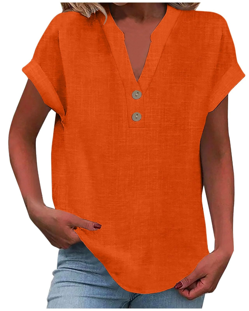 Elora Women's Casual V Neck T-Shirt – Short Sleeve Everyday Summer Top