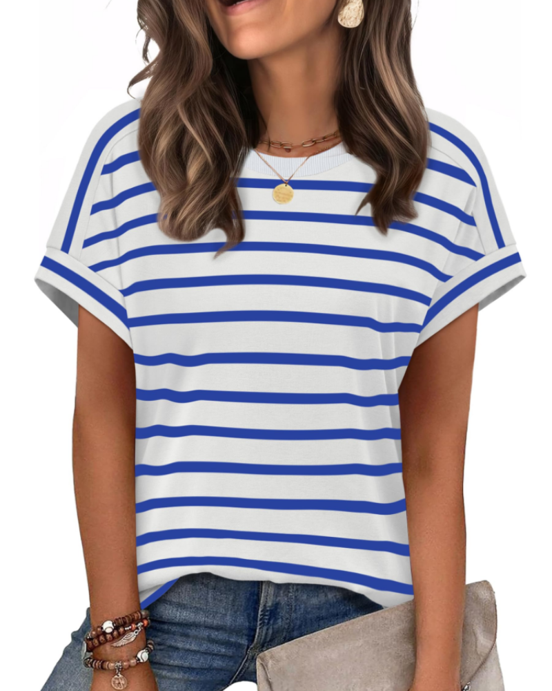 Piper Women's Cap Sleeve T-Shirt – Crew Neck Loose Fit Casual Summer Top