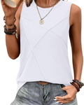 Alicia Women's Crew Neck Tank Top – Sleeveless Longline Casual Vest with Textured Front