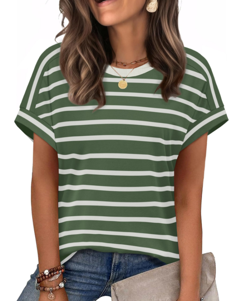 Piper Women's Cap Sleeve T-Shirt – Crew Neck Loose Fit Casual Summer Top