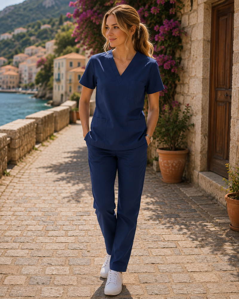 Brenda Women's Medical Scrub Tunic – V Neck Short Sleeve Healthcare Uniform Top
