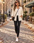 Josephine Women's Waffle Knit Shacket – Button-Up Collared Shirt with Chest Pocket