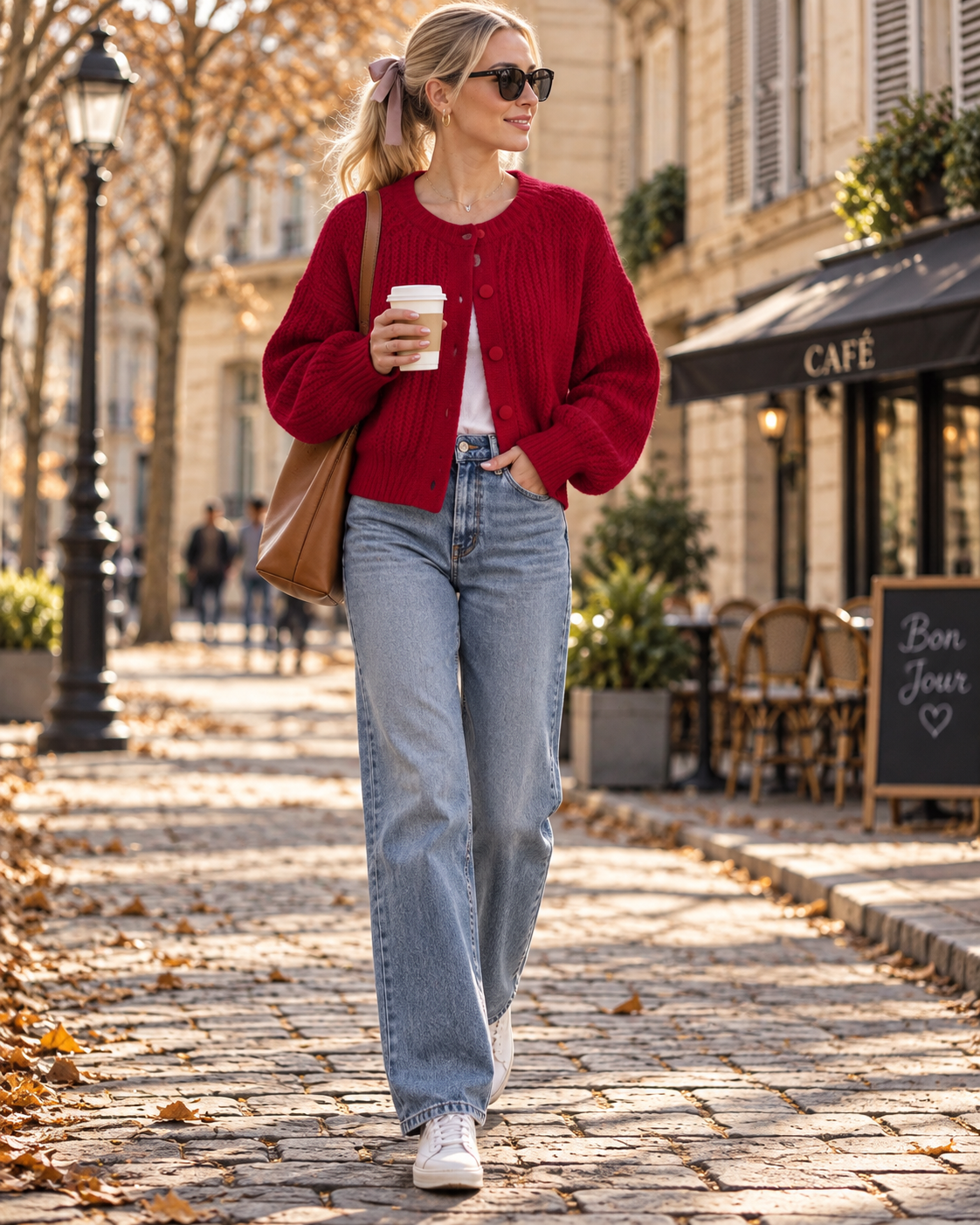 Vivienne Women's Knit Cardigan – Relaxed Button-Up Crew Neck Jumper with Drop Shoulders