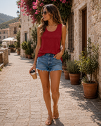 Madeline Women's Ribbed Tank Top – V Neck Slim Fit Sleeveless Knit Vest