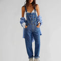 Aubrey Women's Denim Jumpsuit – Button Front Fitted Casual Utility Outfit