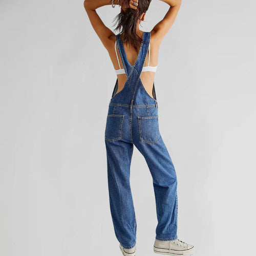 Aubrey Women's Denim Jumpsuit – Button Front Fitted Casual Utility Outfit