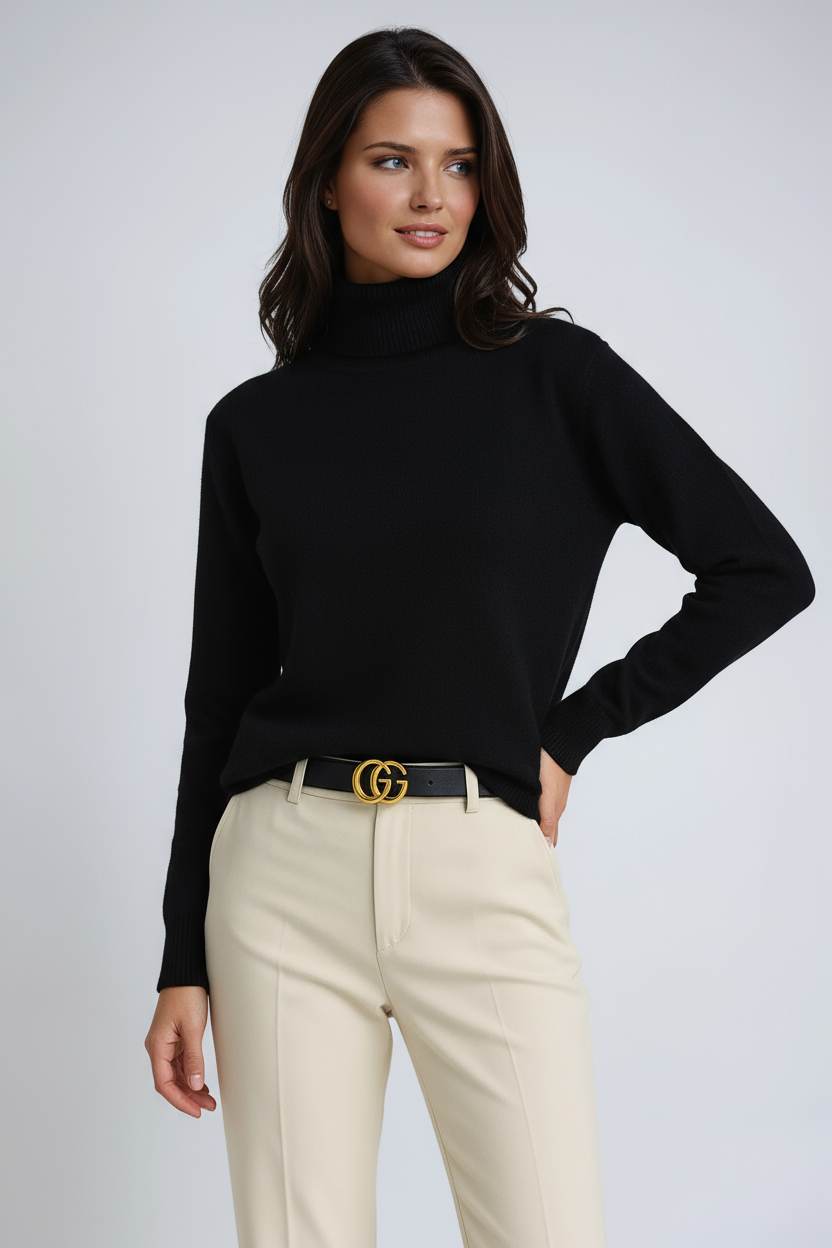 Naomi Women's Roll Neck Jumper – Soft Knit Regular Fit Winter Sweater