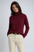 Emma Women's Roll Neck Jumper – Soft Knit Long Sleeve Winter Sweater