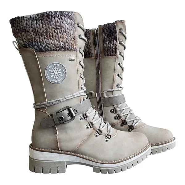 Aubrey Women's Knee High Winter Boots – Lace Up Zip Warm Outdoor Boots