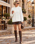 Juniper Women's Oversized Cable Knit Sweater – Long Sleeve Diamond Pattern Pullover