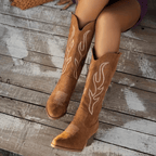 Madeline Women's Cowboy Boots – Western Mid Heel Faux Leather Ankle Boots