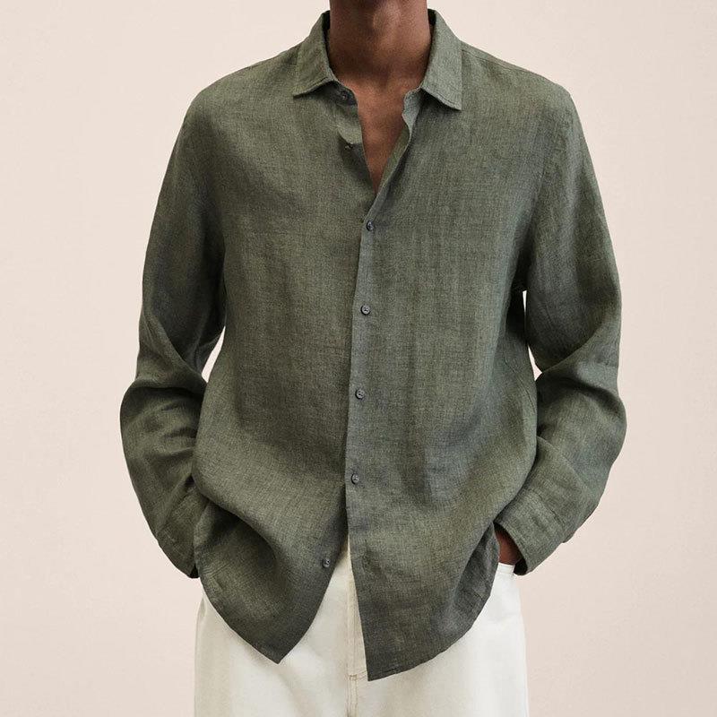 Oliver Men's Linen Shirt – Breathable Long Sleeve Smart Casual Summer Shirt