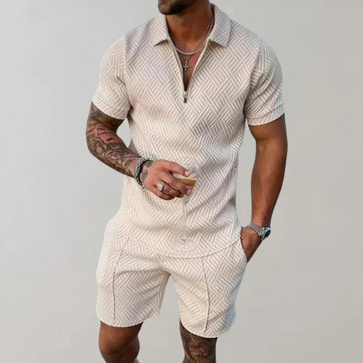 James Men's Summer Set – Cotton Linen Shirt & Shorts Casual Holiday Outfit