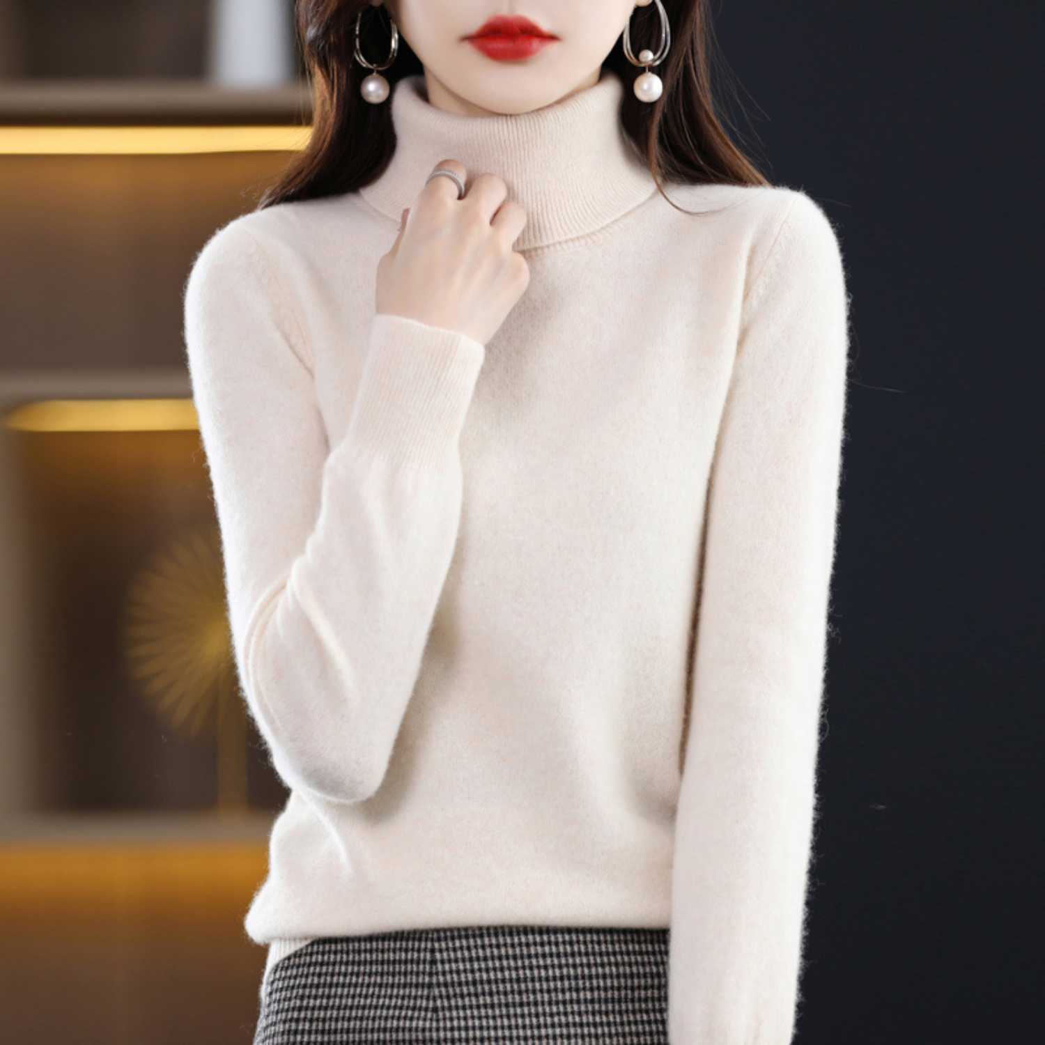 Isabelle Women's Cashmere Roll Neck Jumper – 100% Cashmere Luxury Knit Sweater