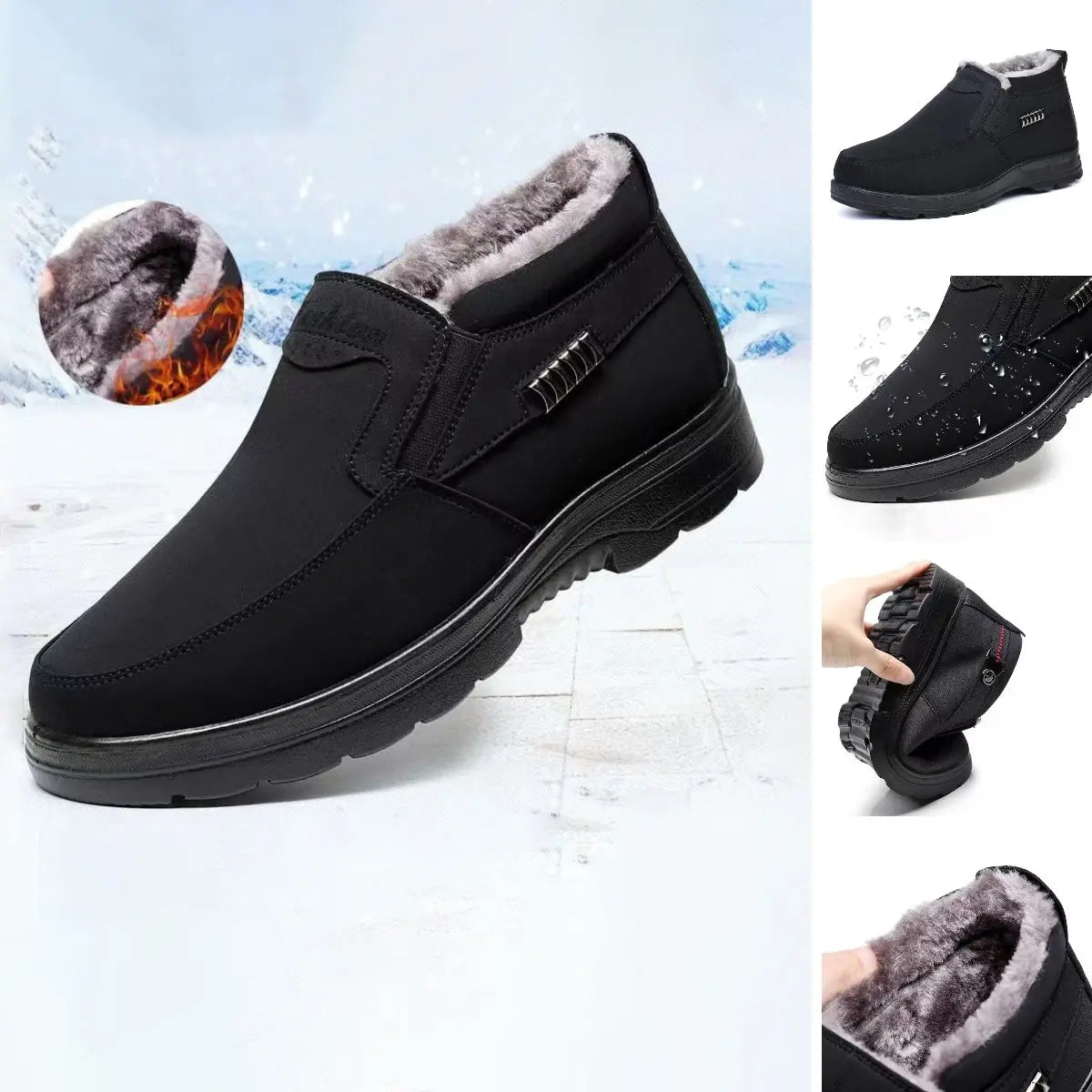 Callan Men's Winter Shoes – Fleece Lined Slip-On Non-Slip Thermal Footwear