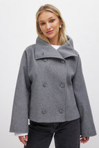 Helena Women's Pea Coat – Double Breasted Short Smart Winter Coat