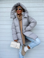 Delilah Women's Winter Coat – Hooded Long Zip Up Insulated Smart Casual Overcoat