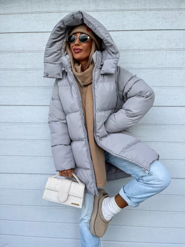 Delilah Women's Winter Coat – Hooded Long Zip Up Insulated Smart Casual Overcoat