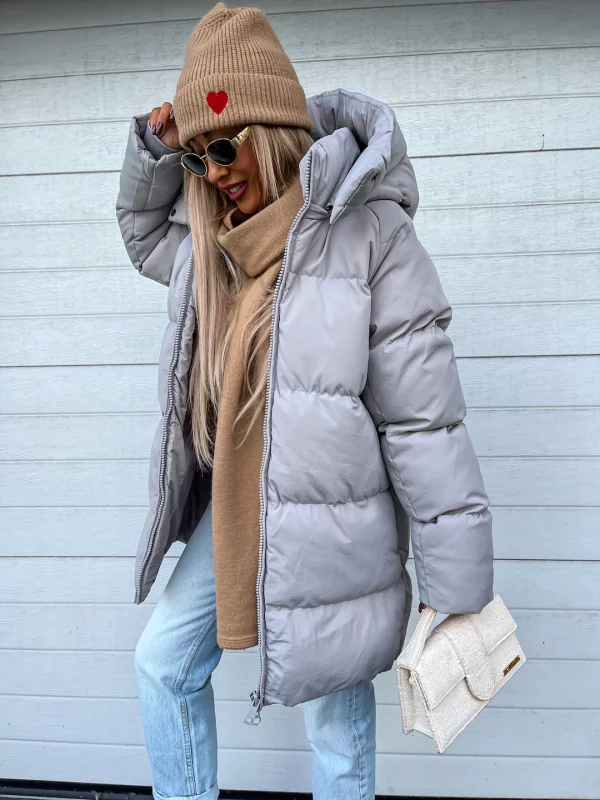 Delilah Women's Winter Coat – Hooded Long Zip Up Insulated Smart Casual Overcoat