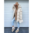 Delilah Women's Winter Coat – Hooded Long Zip Up Insulated Smart Casual Overcoat