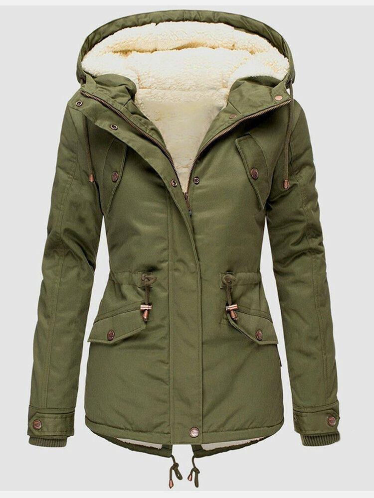 Zelda Women's Long Winter Jacket – Waterproof Hood, Warm Lining & Zip Fastening