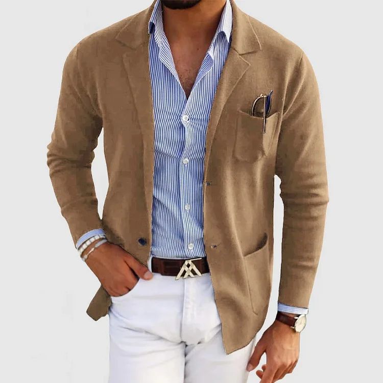Nathaniel Men's Wool Blazer – Classic Smart Casual Tailored Suit Jacket