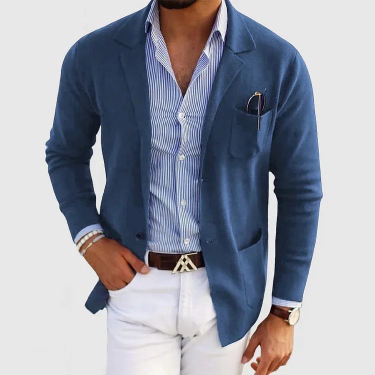 Nathaniel Men's Wool Blazer – Classic Smart Casual Tailored Suit Jacket