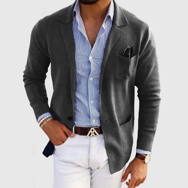 Nathaniel Men's Wool Blazer – Classic Smart Casual Tailored Suit Jacket