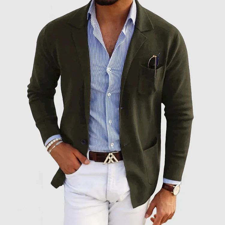 Nathaniel Men's Wool Blazer – Classic Smart Casual Tailored Suit Jacket