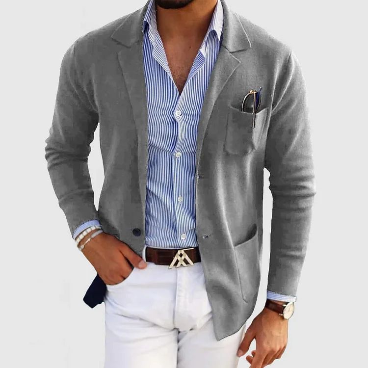 Nathaniel Men's Wool Blazer – Classic Smart Casual Tailored Suit Jacket