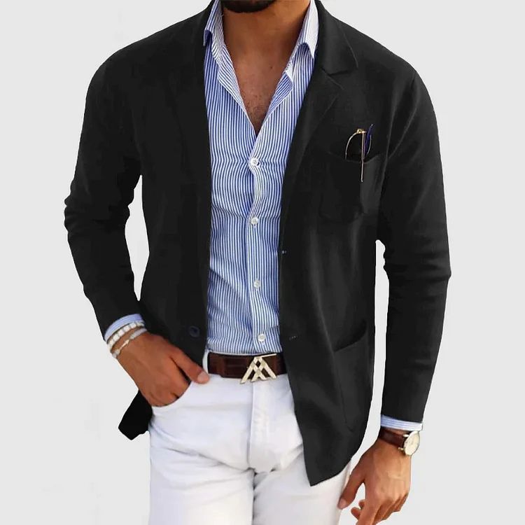 Nathaniel Men's Wool Blazer – Classic Smart Casual Tailored Suit Jacket