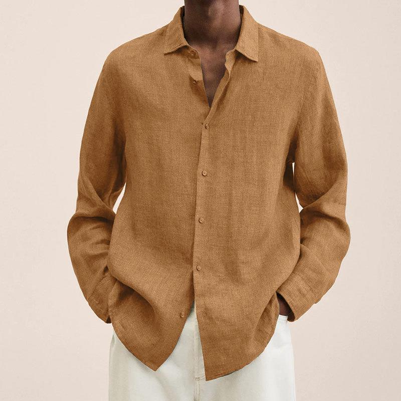 Oliver Men's Linen Shirt – Breathable Long Sleeve Smart Casual Summer Shirt