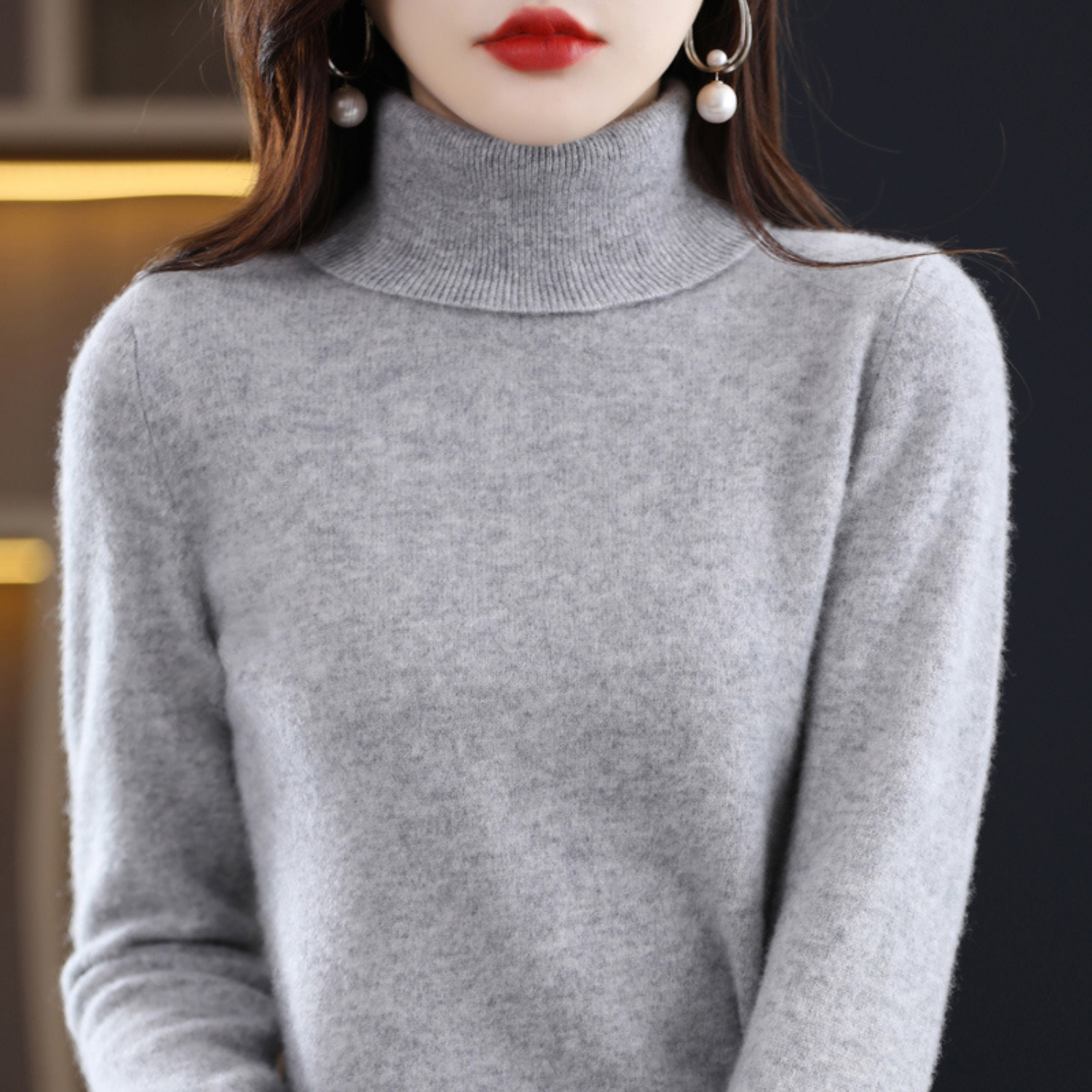 Isabelle Women's Cashmere Roll Neck Jumper – 100% Cashmere Luxury Knit Sweater