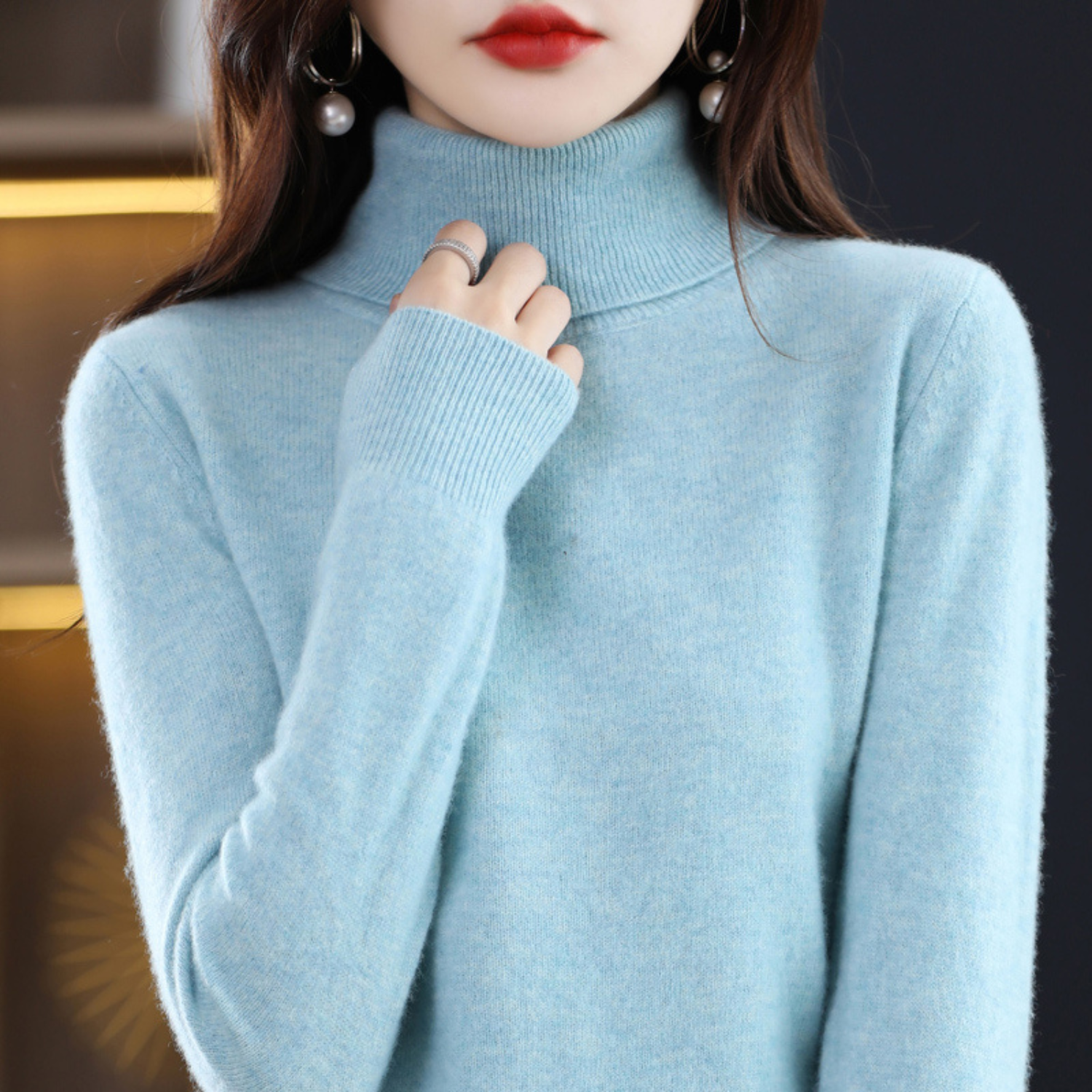 Isabelle Women's Cashmere Roll Neck Jumper – 100% Cashmere Luxury Knit Sweater