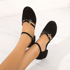 Evangeline Women's Dance Shoes – Latin Ballroom Suede Sole Heeled Sandals