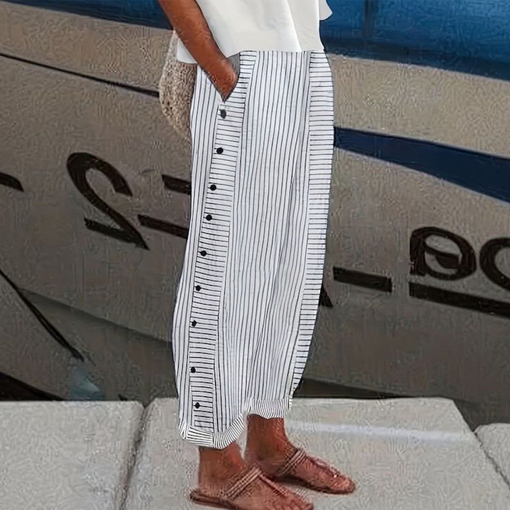 Colette Women's Casual Trousers – Relaxed Fit Lightweight Elastic Waist Trousers