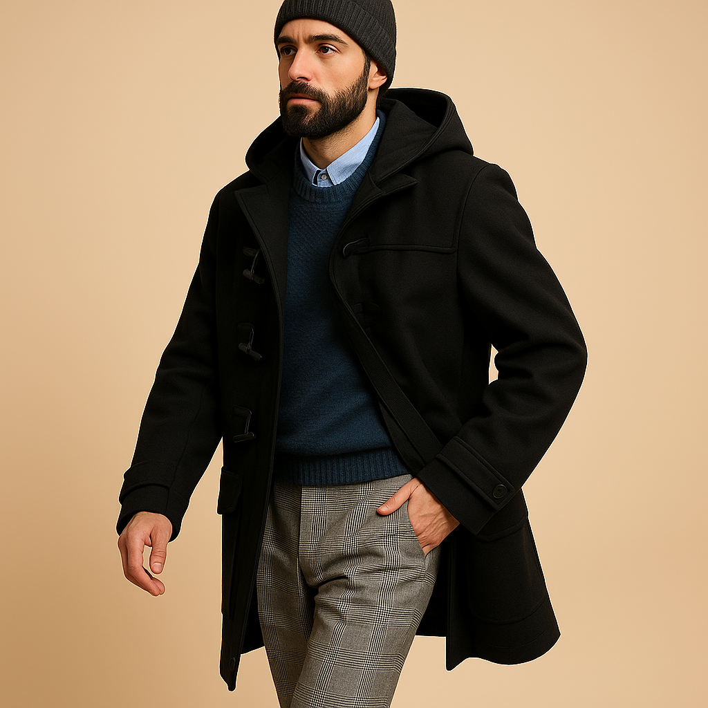 Vincent Men's Long Coat – Smart Winter Overcoat with Practical Pockets