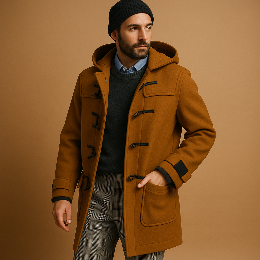 Vincent Men's Long Coat – Smart Winter Overcoat with Practical Pockets