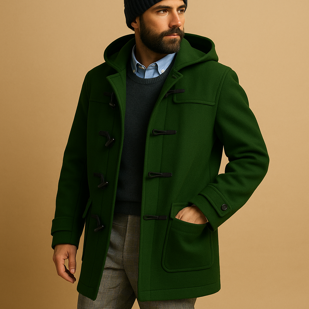 Vincent Men's Long Coat – Smart Winter Overcoat with Practical Pockets