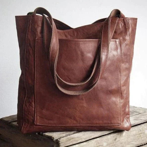 Calista Women's Leather Tote Bag – Spacious Zip-Top Work & Travel Handbag